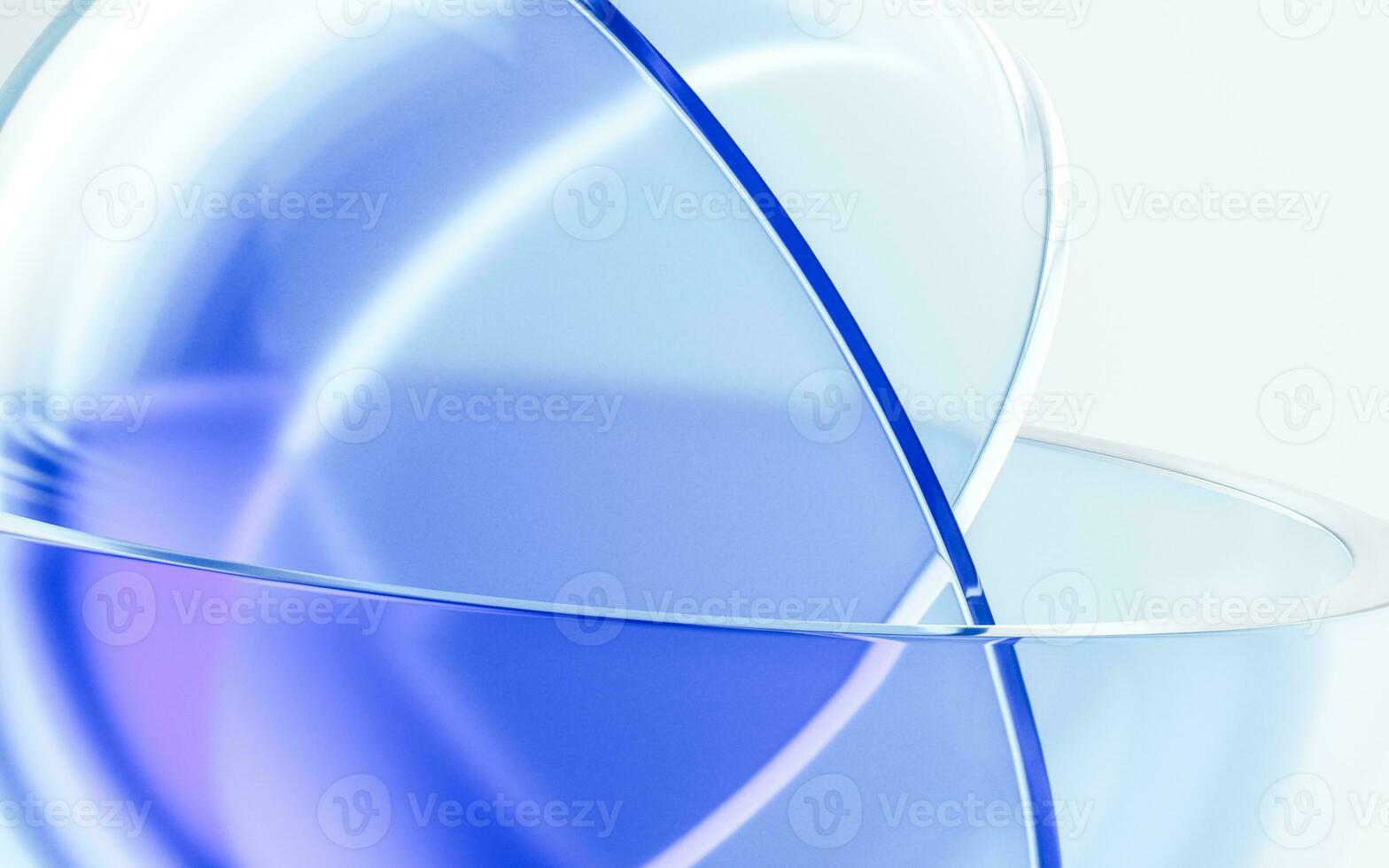 Transparent glass with gradient colors, 3d rendering. photo