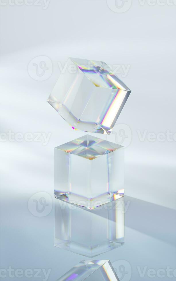 vaso cubo con brillante fondo, 3d representación. foto