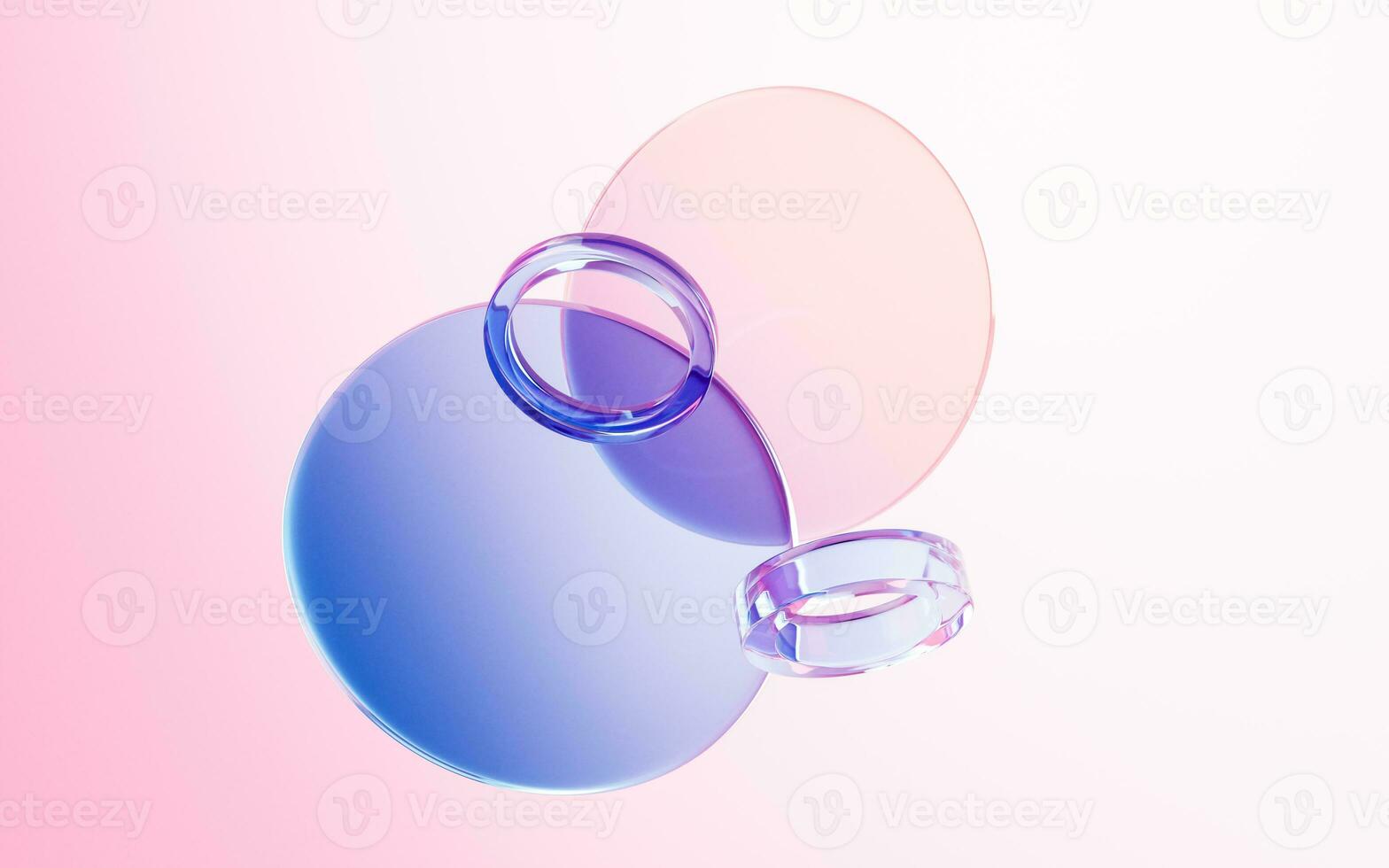 Transparent glass with gradient colors, 3d rendering. photo