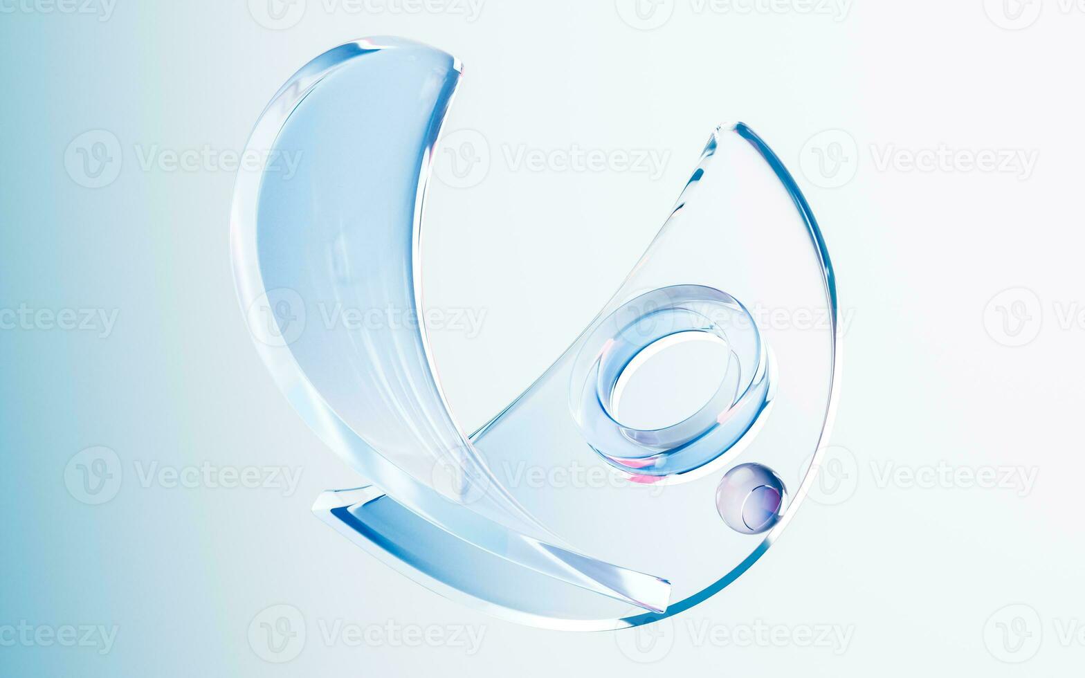 Transparent glass with gradient colors, 3d rendering. photo