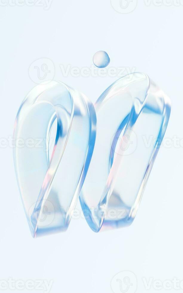 Transparent glass with gradient colors, 3d rendering. photo