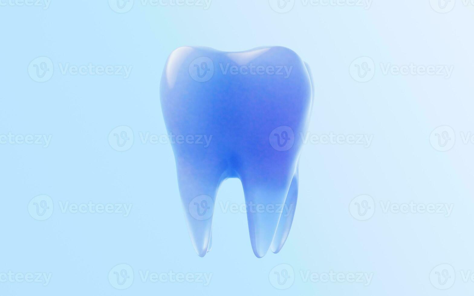 Tooth with glass material, 3d rendering. photo