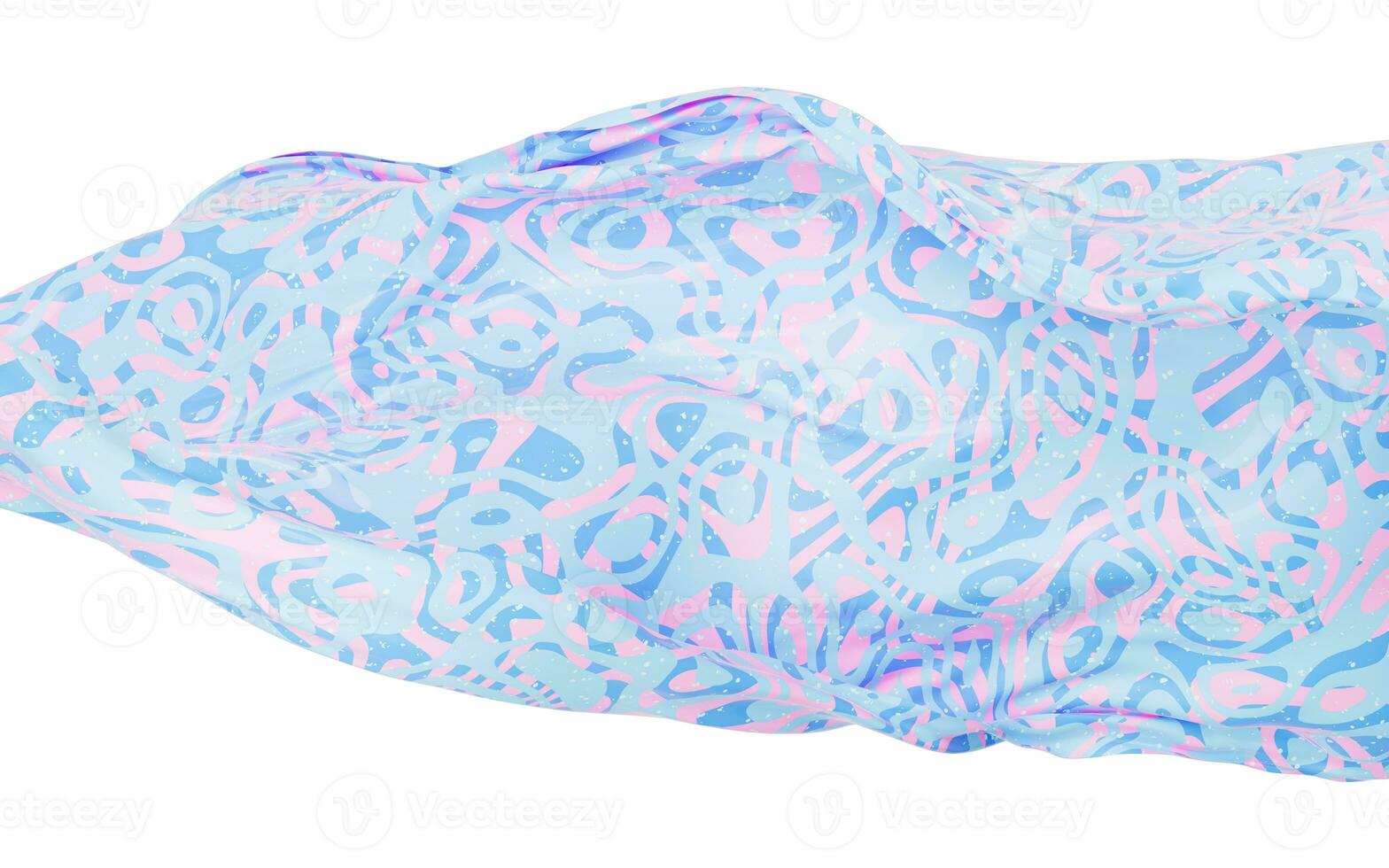 Flowing cloth with abstract wave pattern, 3d rendering. photo