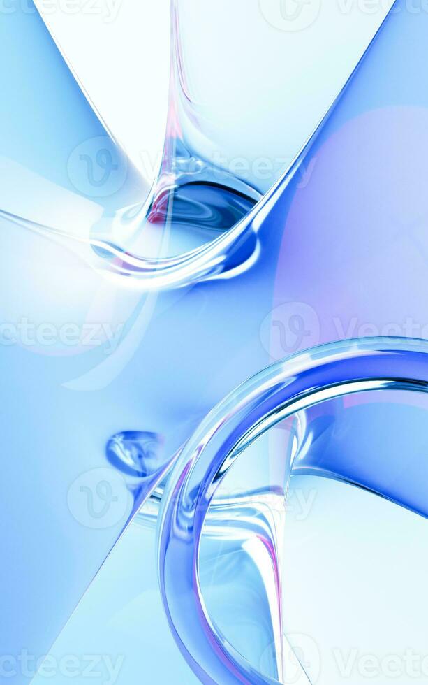 Transparent glass with gradient colors, 3d rendering. photo