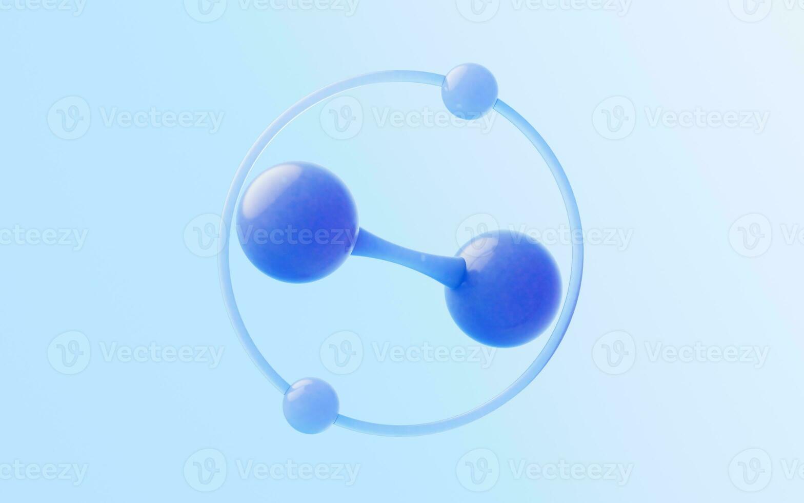 Molecule with glass material, 3d rendering. photo