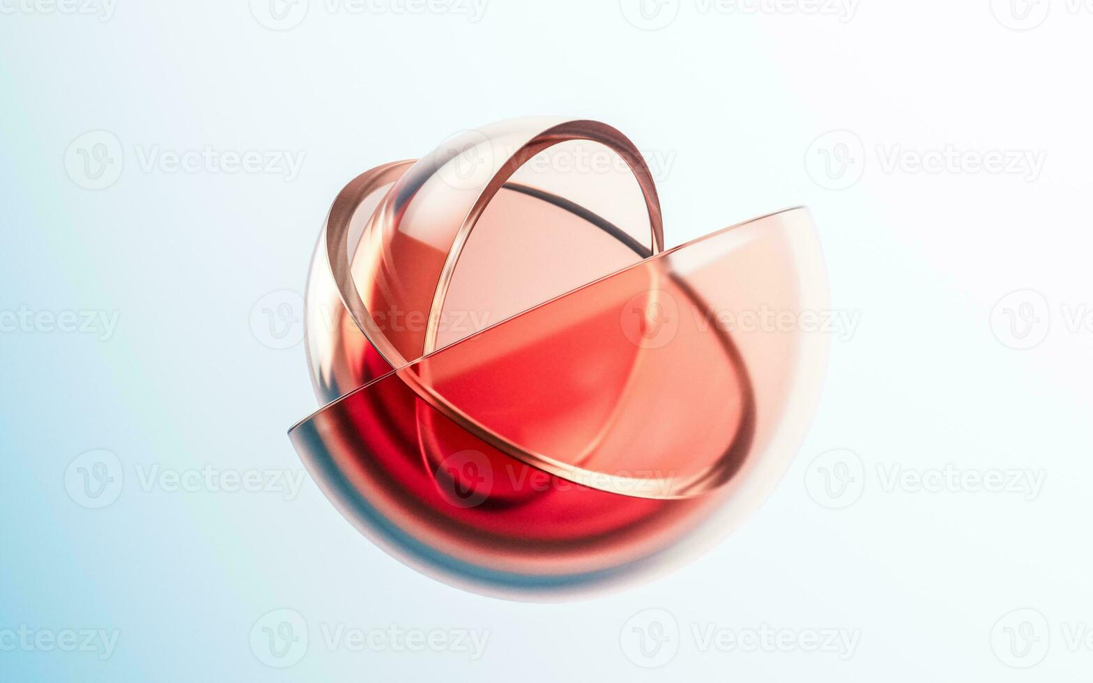 Transparent glass with gradient colors, 3d rendering. photo