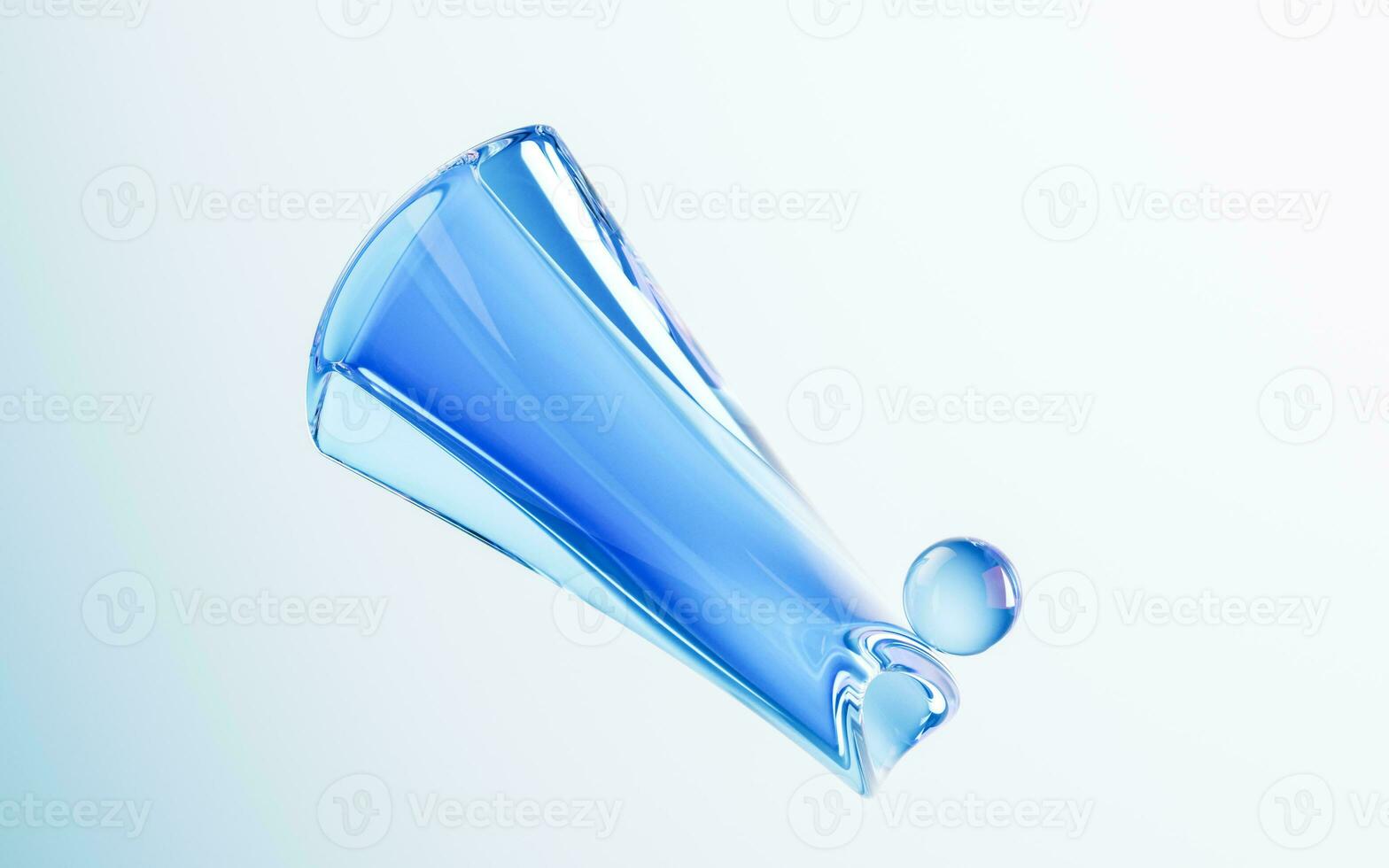 Transparent glass with gradient colors, 3d rendering. photo
