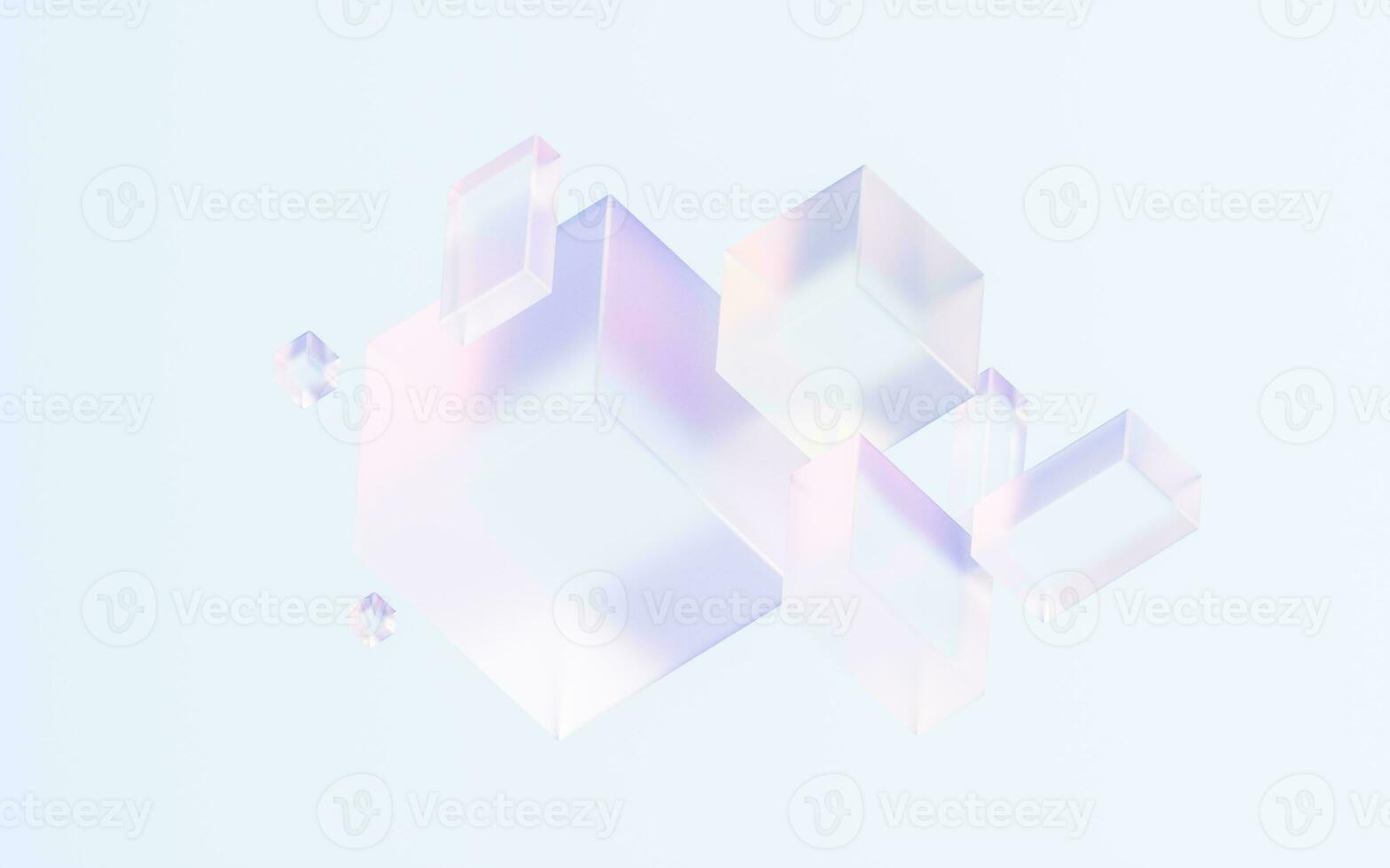 transparente vaso con degradado colores, 3d representación. foto