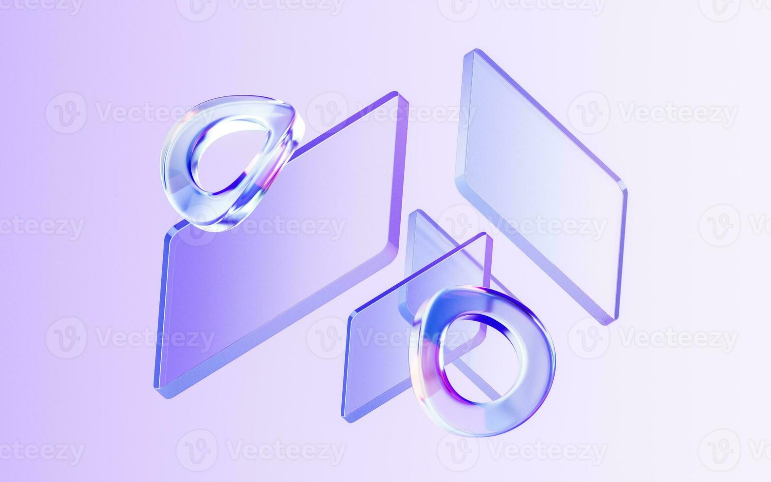 Transparent glass with gradient colors, 3d rendering. photo