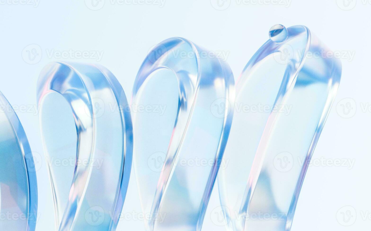 Transparent glass with gradient colors, 3d rendering. photo