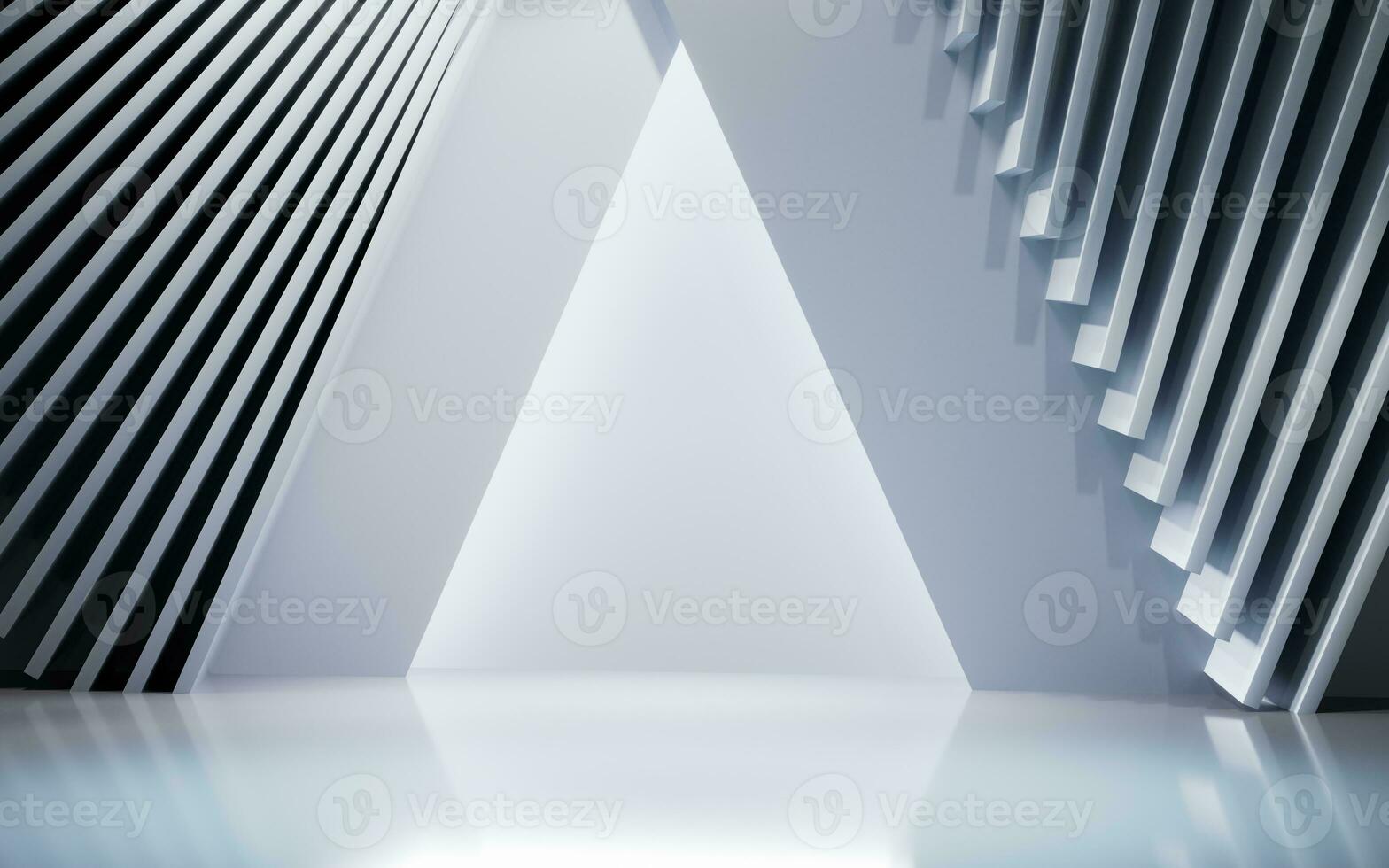 Empty white room with geometric structure, 3d rendering. photo