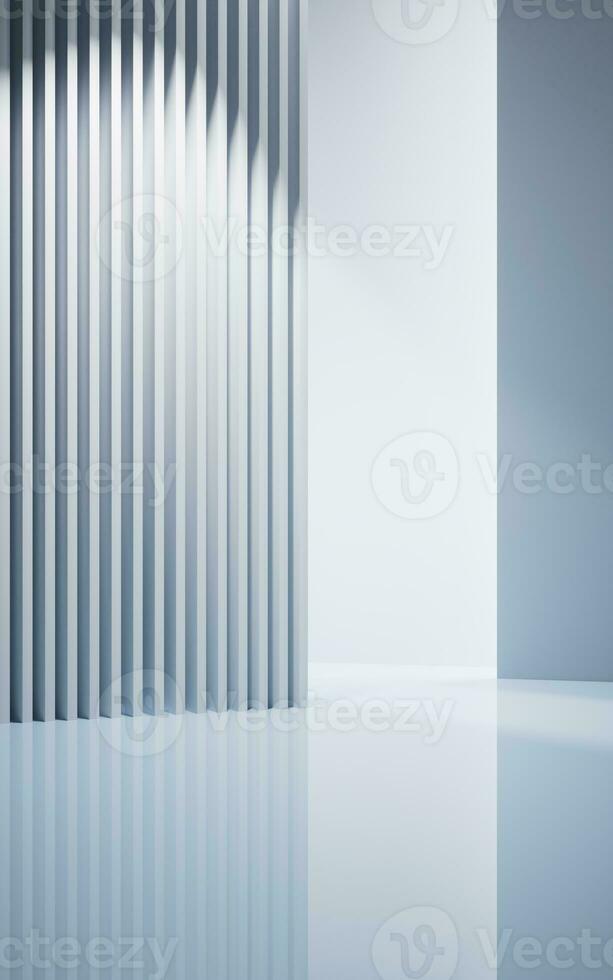 Empty white room with geometric structure, 3d rendering. photo