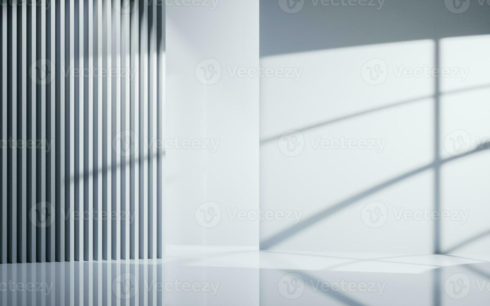 Empty white room with geometric structure, 3d rendering. photo