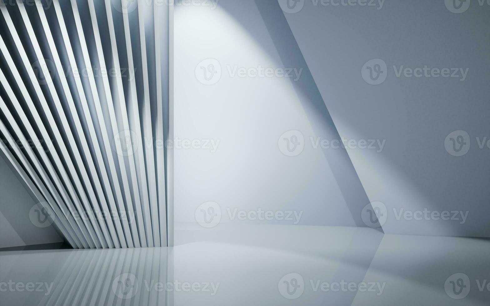 Empty white room with geometric structure, 3d rendering. photo