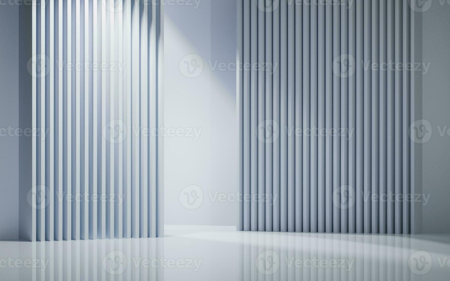 Empty white room with geometric structure, 3d rendering. photo