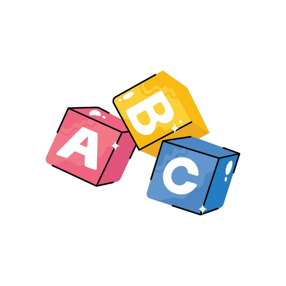 Alphabet blocks doodle vector Colorful  Sticker. EPS 10 file