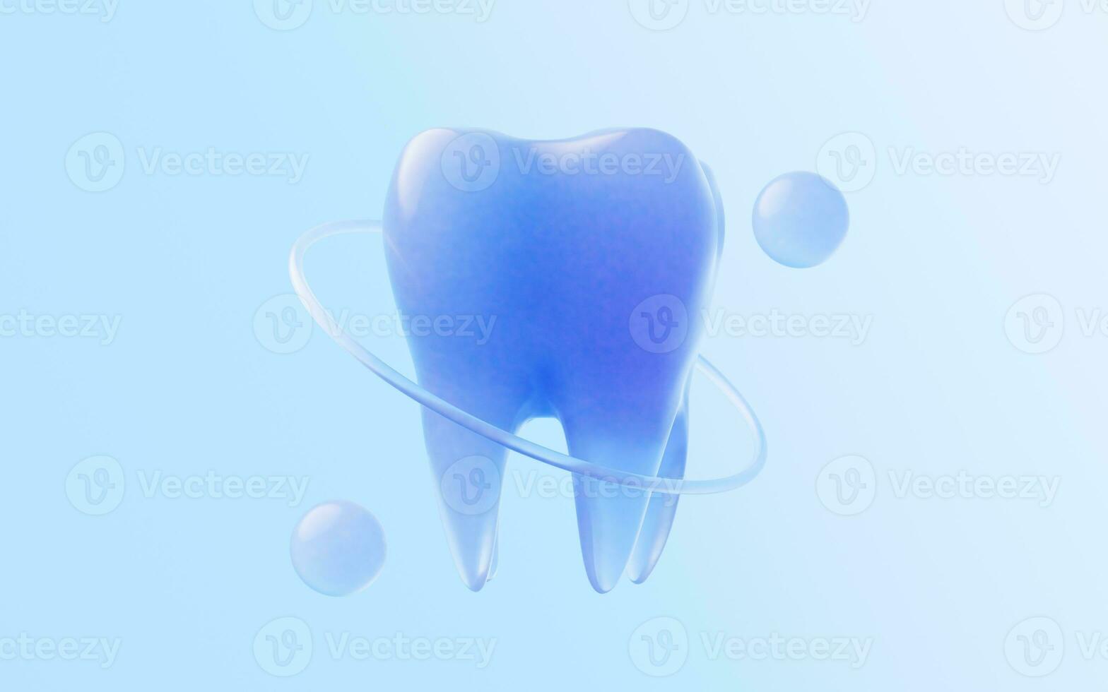 Tooth with glass material, 3d rendering. photo