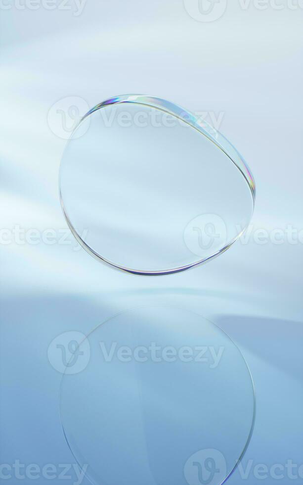 Curve glass with light illuminated, 3d rendering. photo