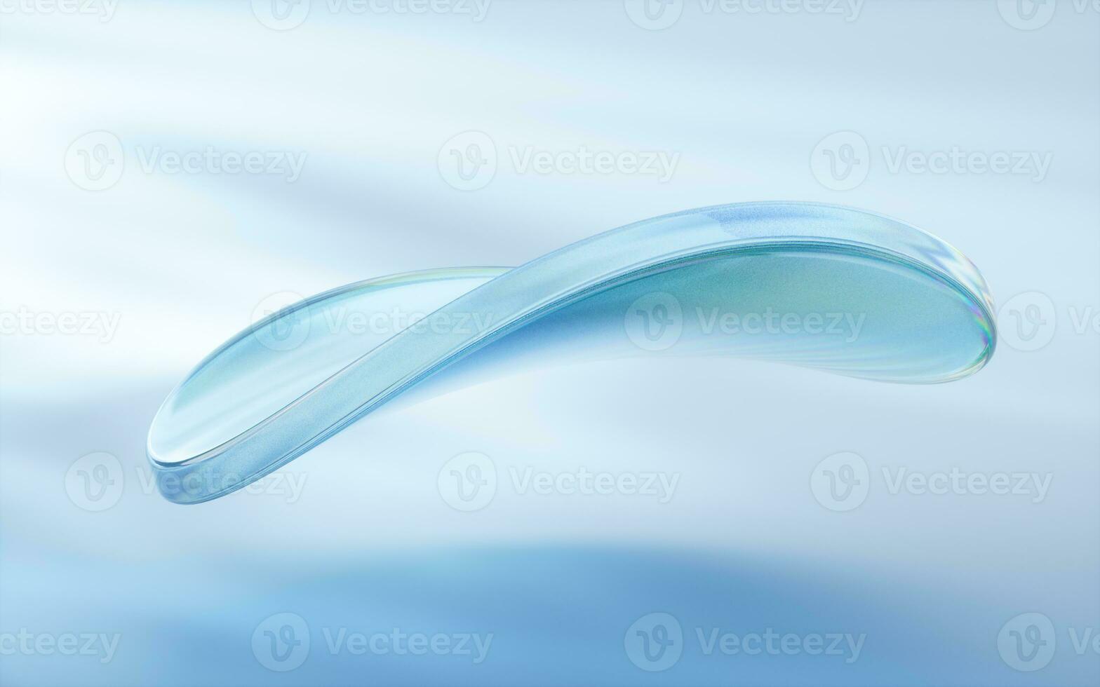 Curve glass with light illuminated, 3d rendering. photo