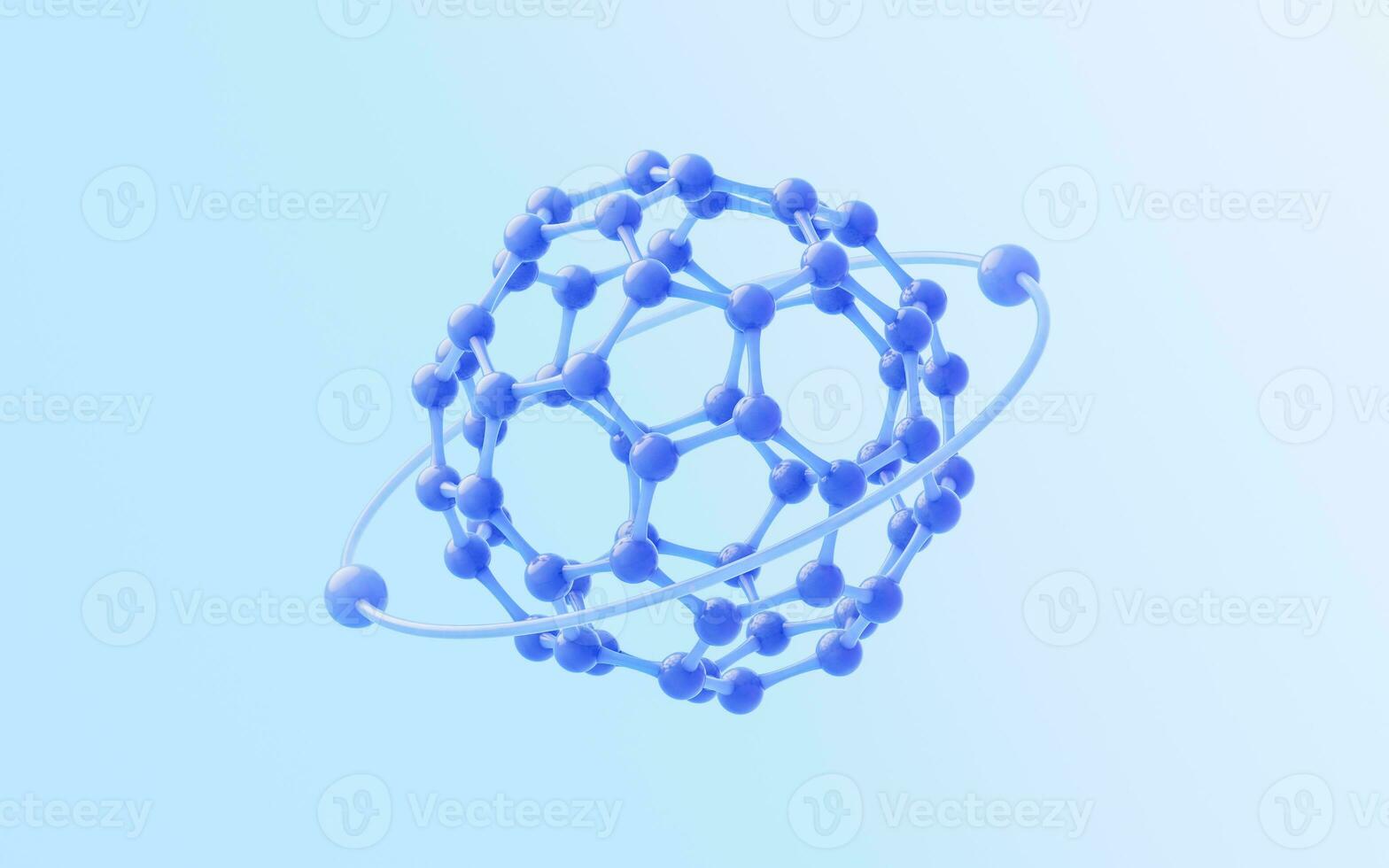 Molecule with glass material, 3d rendering. photo