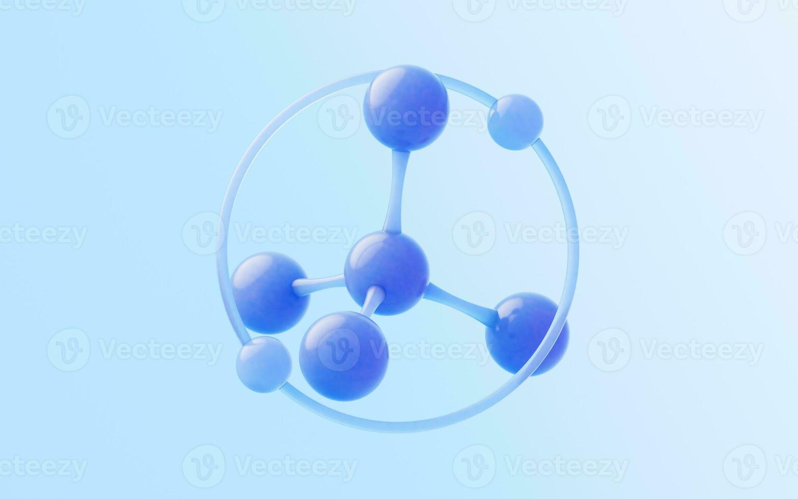 Molecule with glass material, 3d rendering. photo