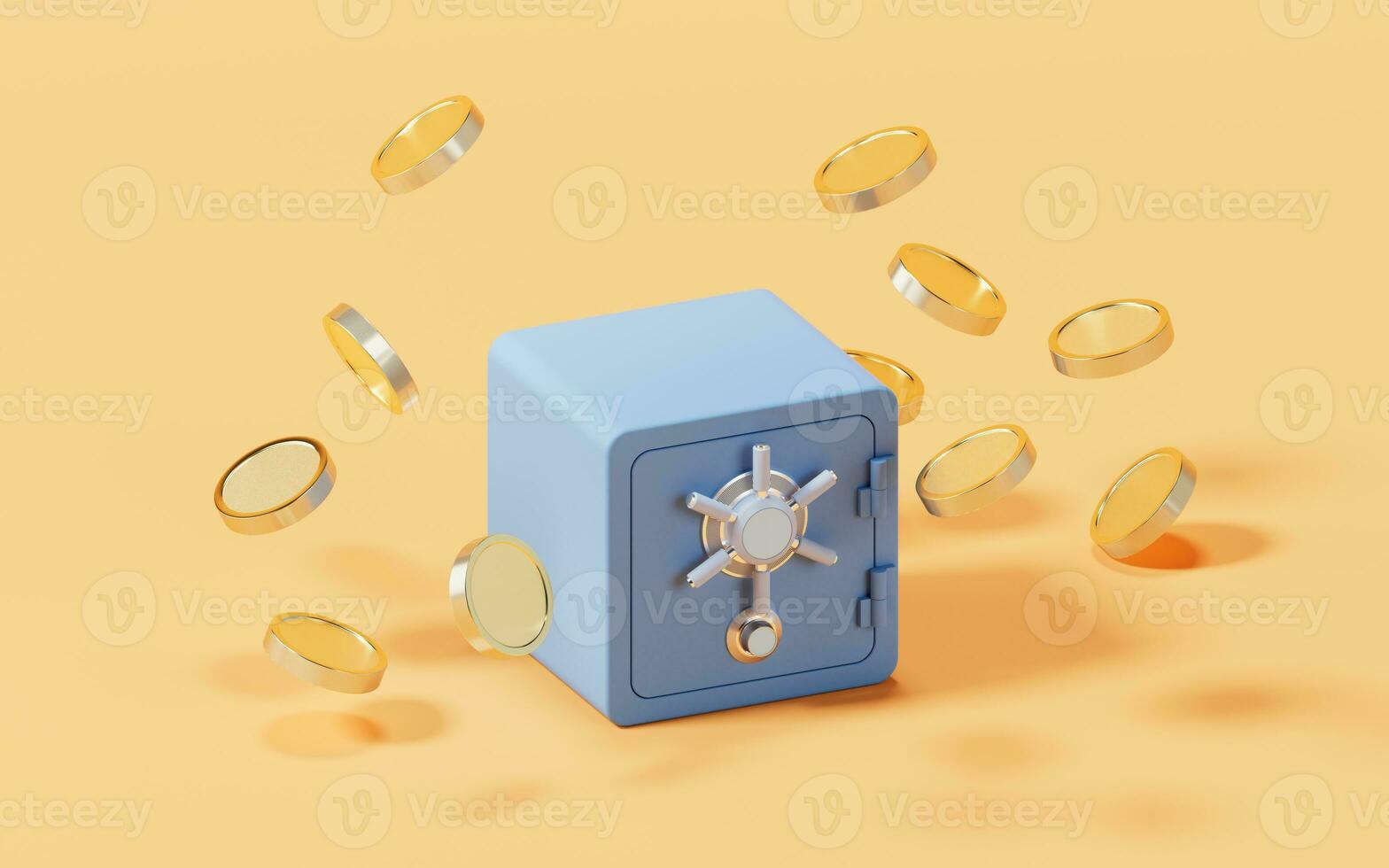 Safe box with cartoon style, 3d rendering. photo
