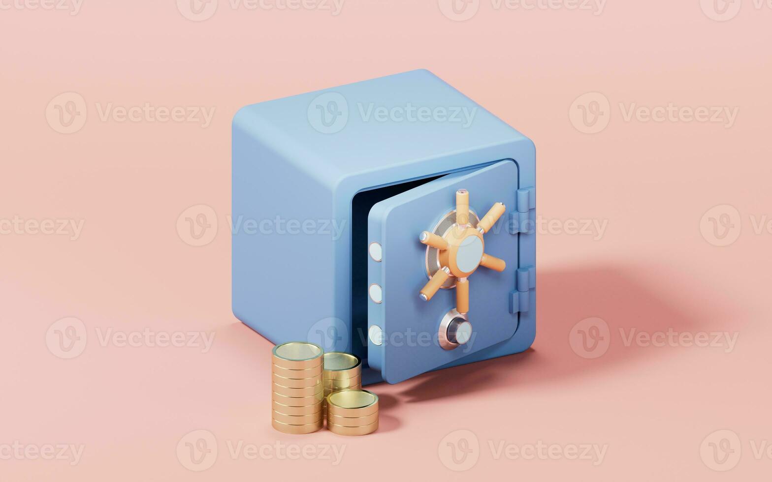 Safe box with cartoon style, 3d rendering. photo