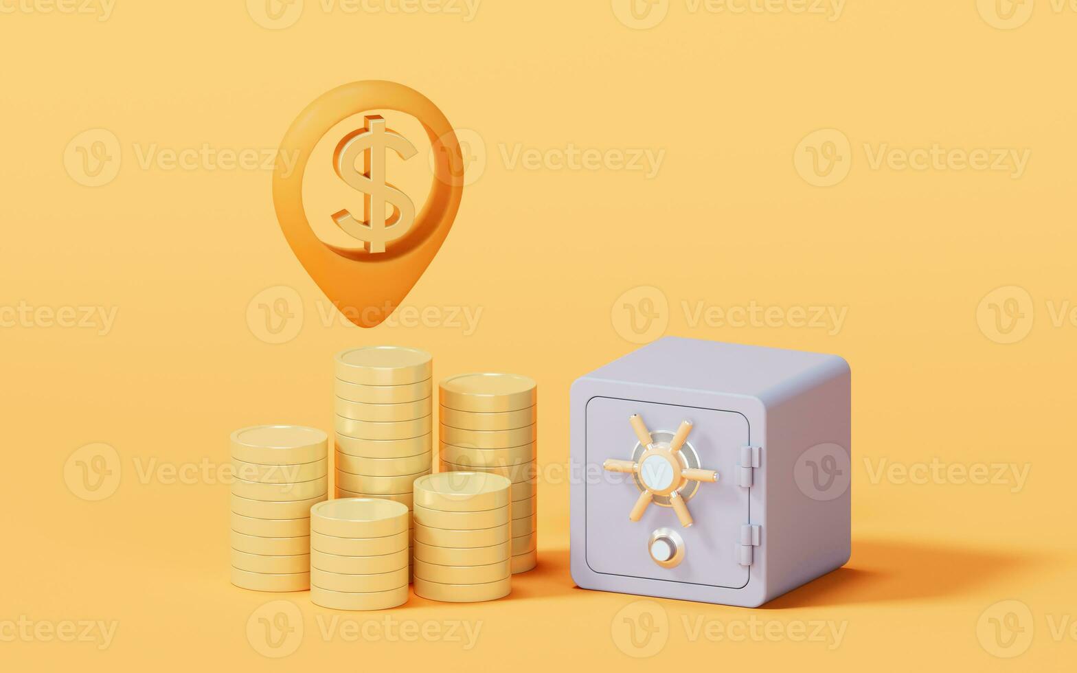 Safe box with cartoon style, 3d rendering. photo