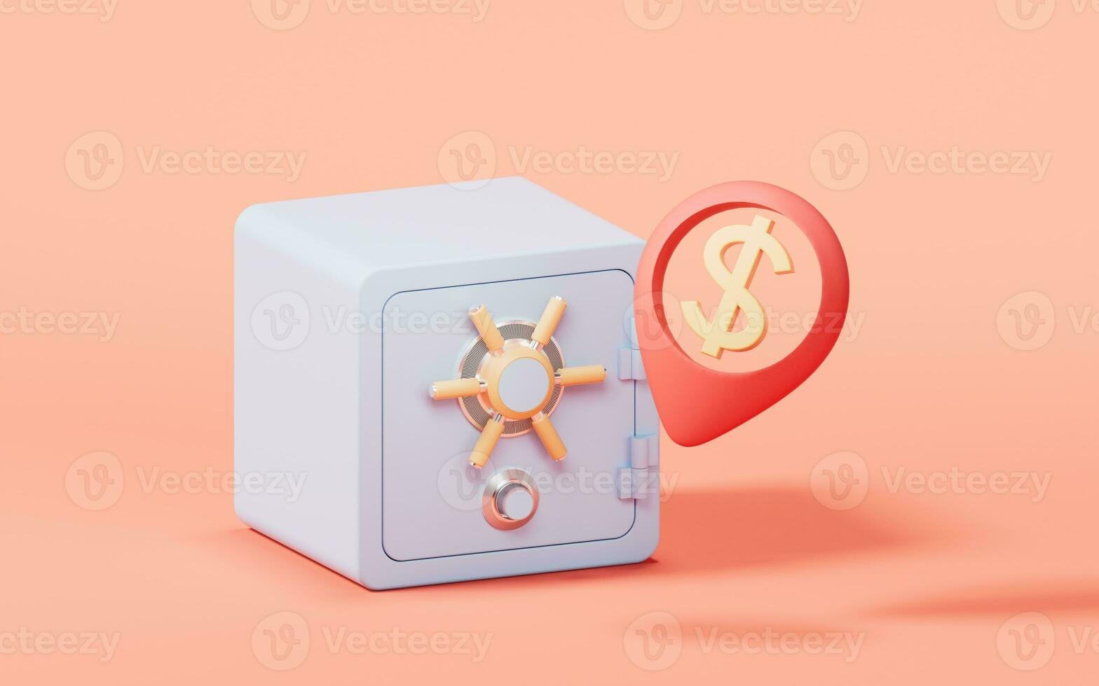 Safe box with cartoon style, 3d rendering. photo