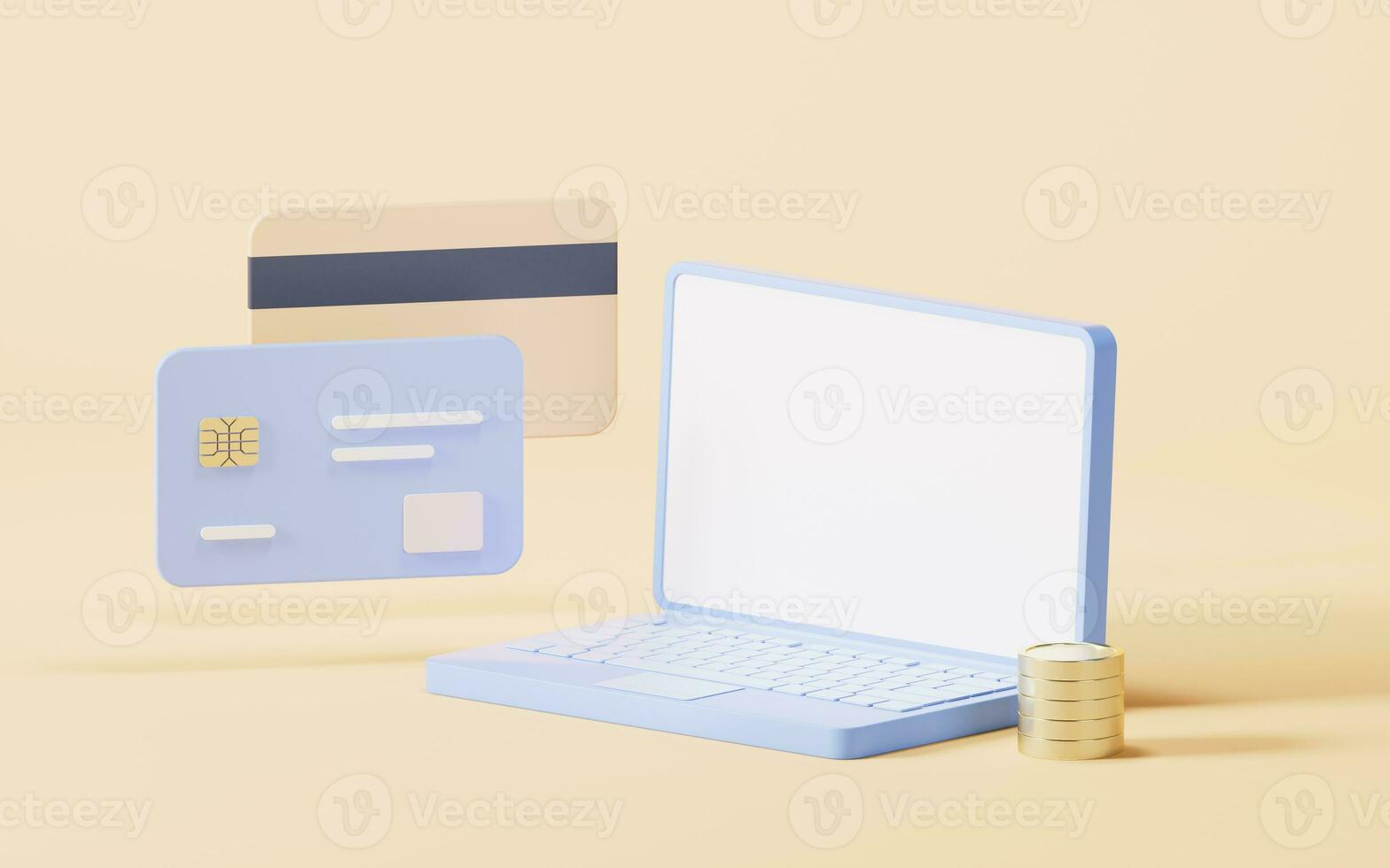 Bank card with 3d cartoon style, 3d rendering. photo