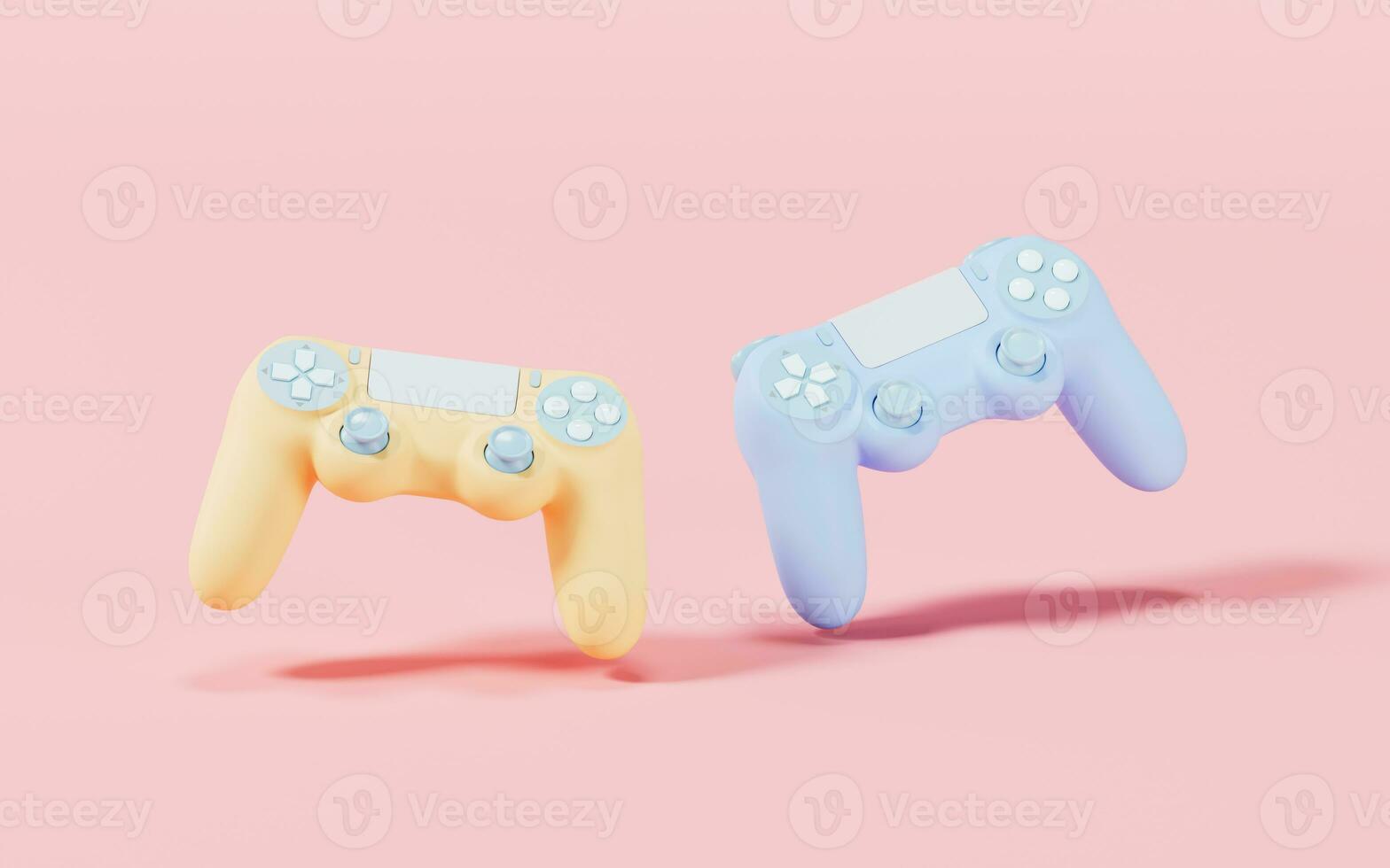 Classic game pad with pink background, 3d rendering. photo