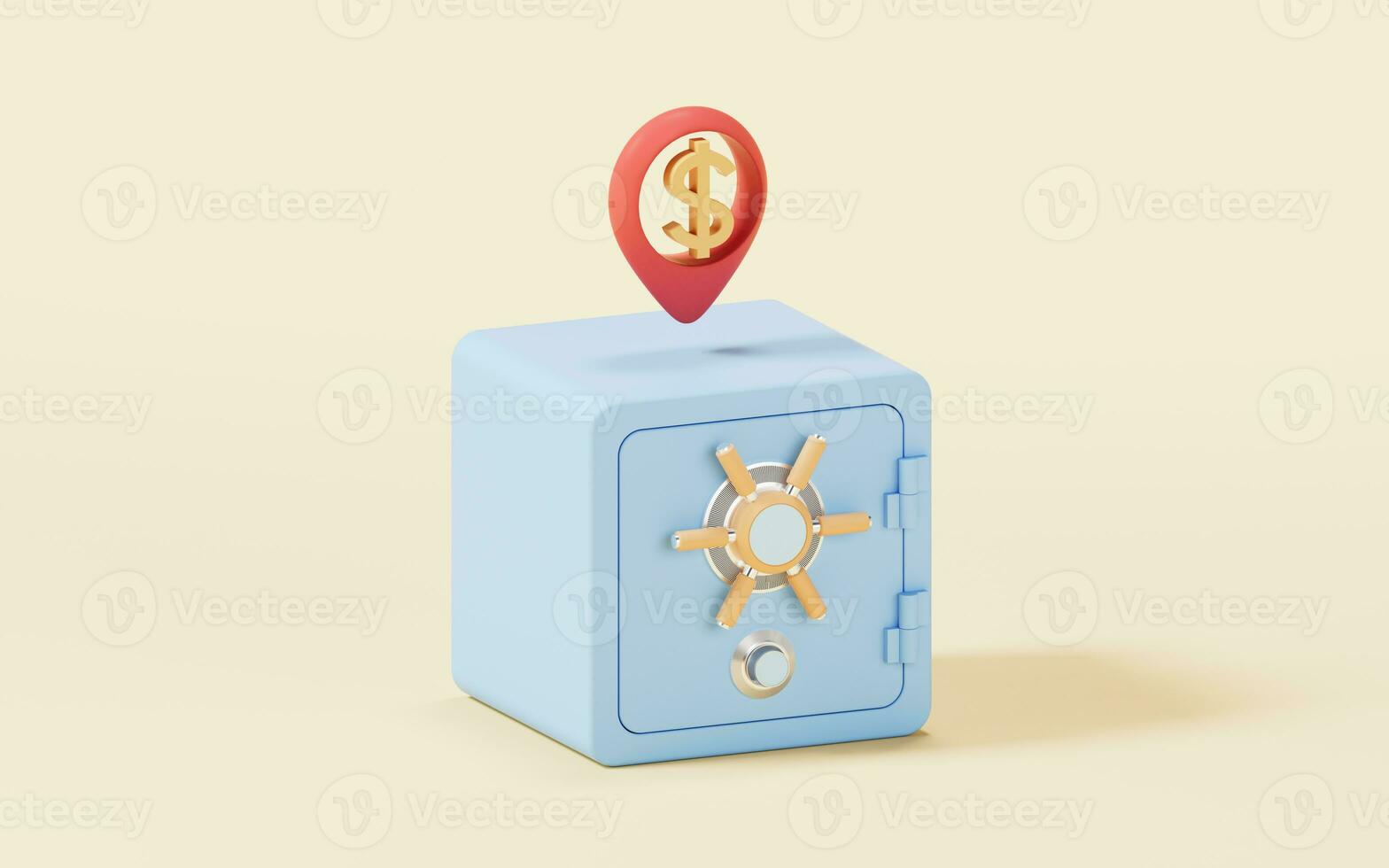 Safe box with cartoon style, 3d rendering. photo