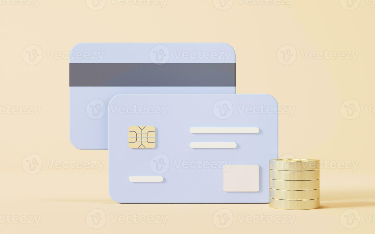 Bank card with 3d cartoon style, 3d rendering. photo