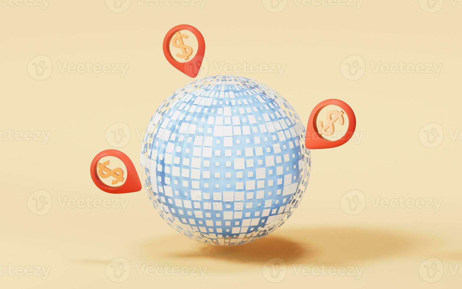 Digital data sphere with money mark, 3d rendering. photo