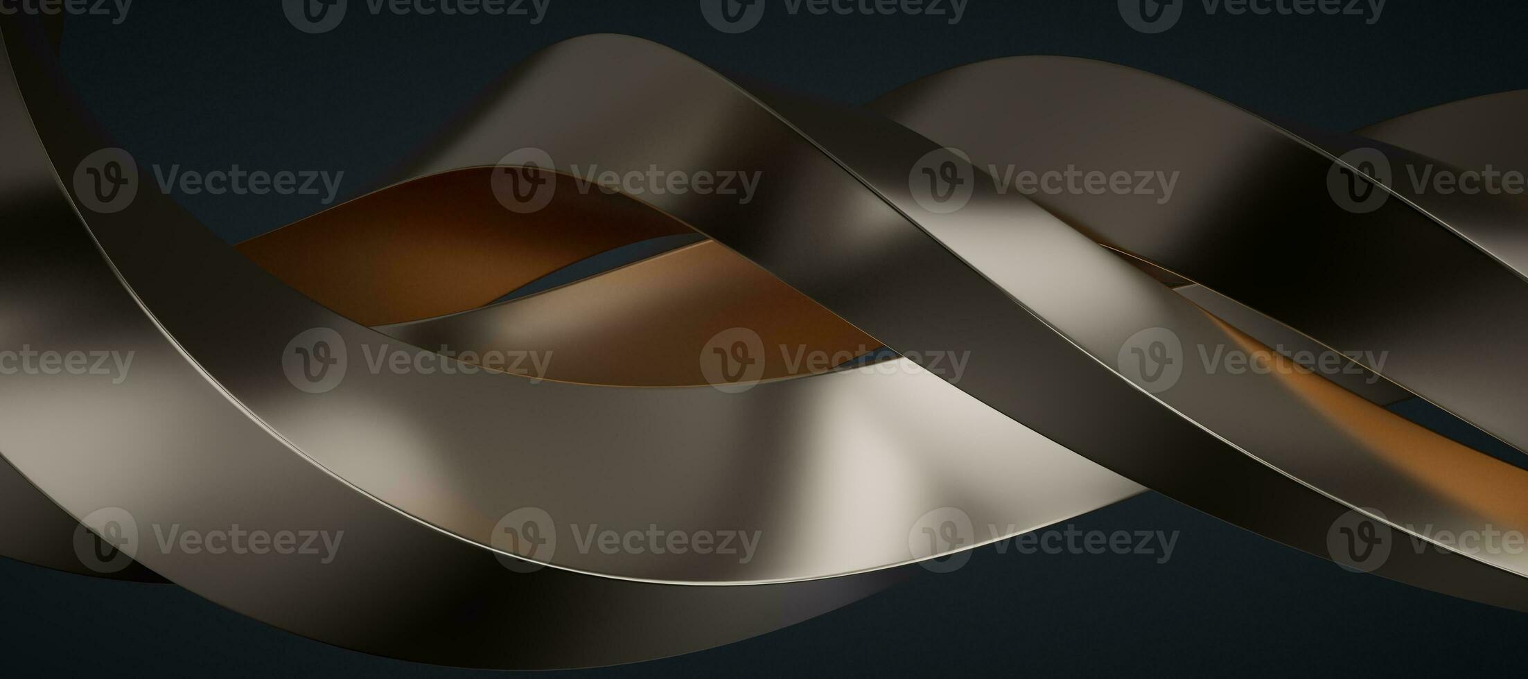 Metallic curve geometry background, 3d rendering. photo