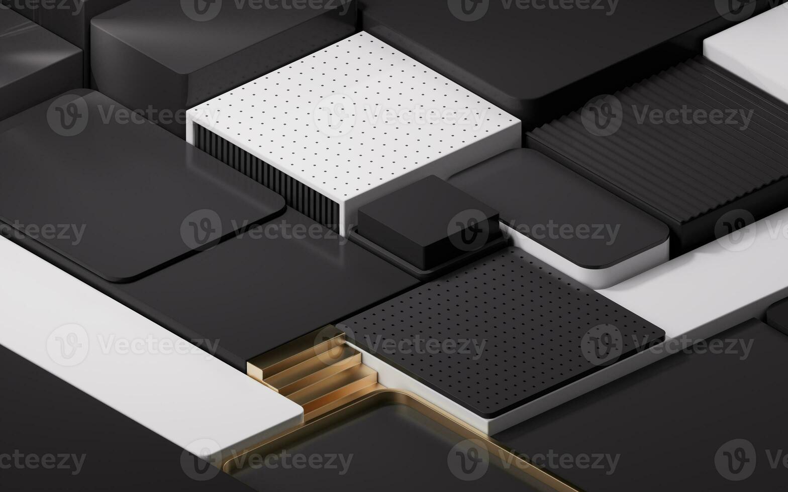 Empty geometric cube stages, 3d rendering. photo