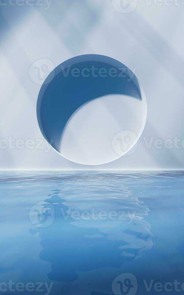 Bright room with water inside, 3d rendering. photo