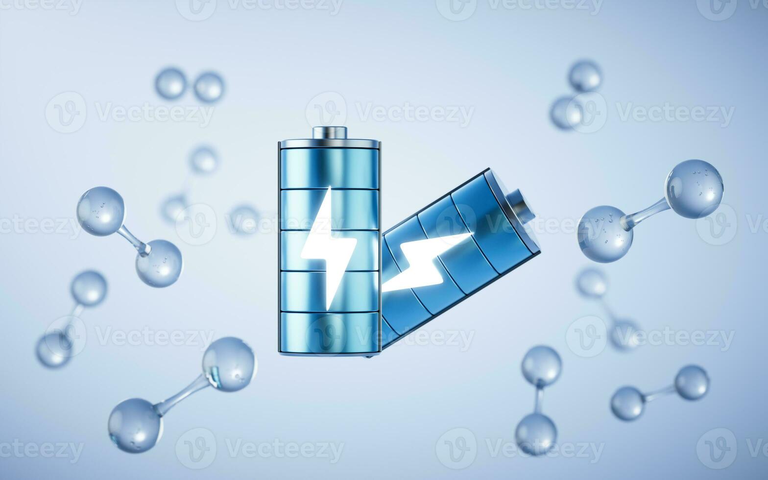 3D fast charge battery on white background, energy technology concept, 3d rendering. photo