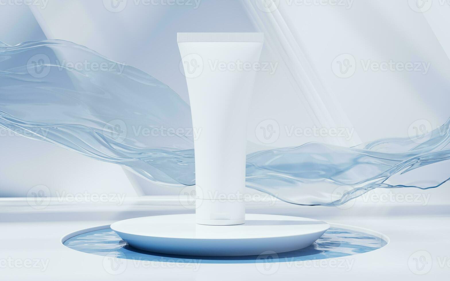 Cosmetic bottle with bright interior background, 3d rendering. photo
