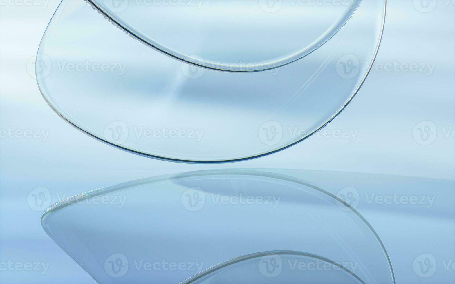 Curve glass with light illuminated, 3d rendering. photo