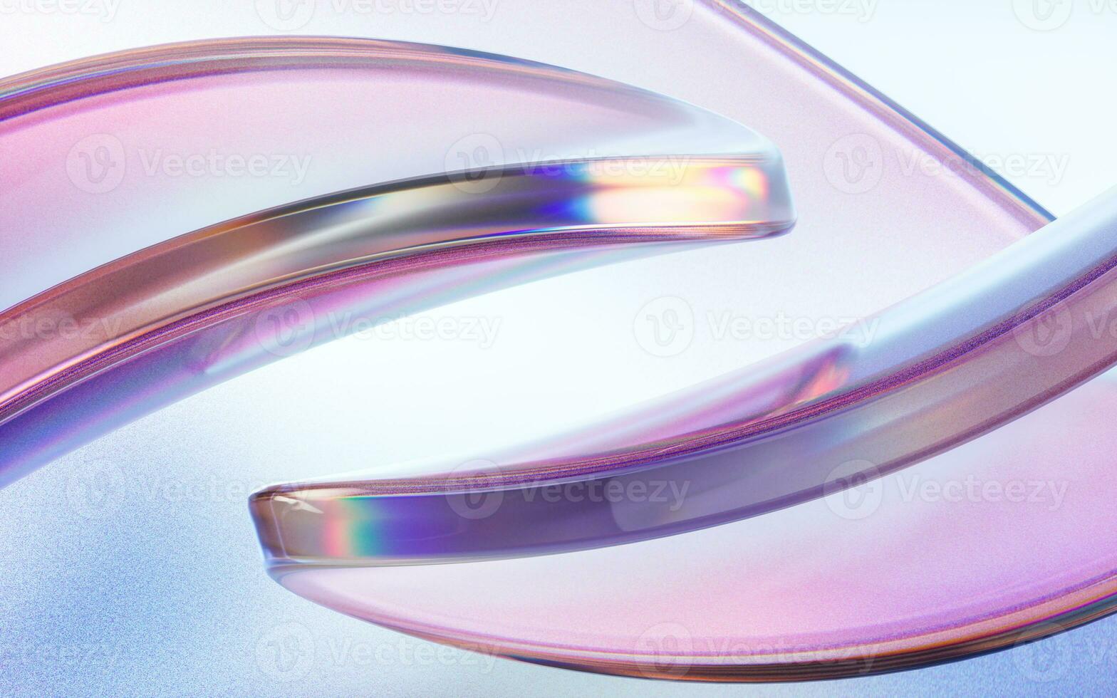 Curve glass with light illuminated, 3d rendering. photo
