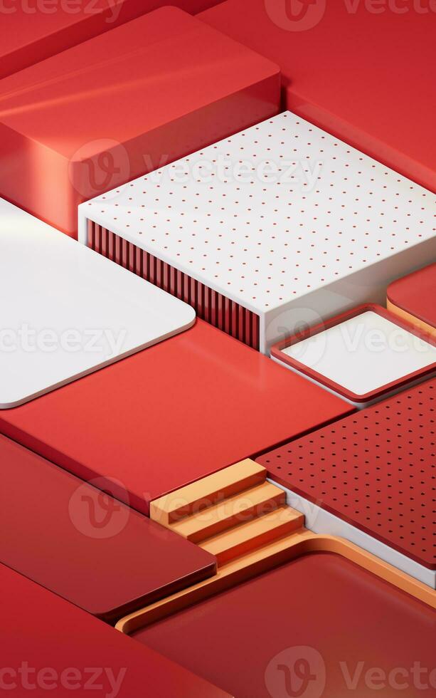 Empty geometric cube stages, 3d rendering. photo