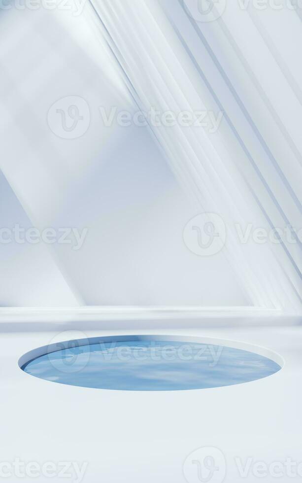 Bright room with water inside, 3d rendering. photo