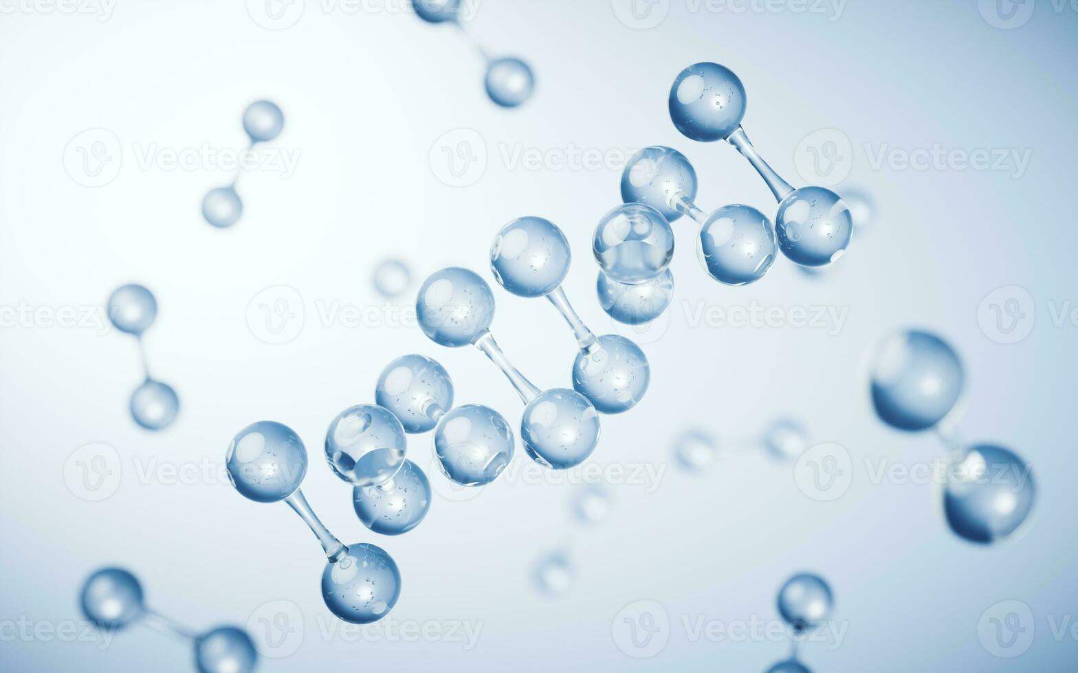 Molecules with blue background, 3d rendering. photo