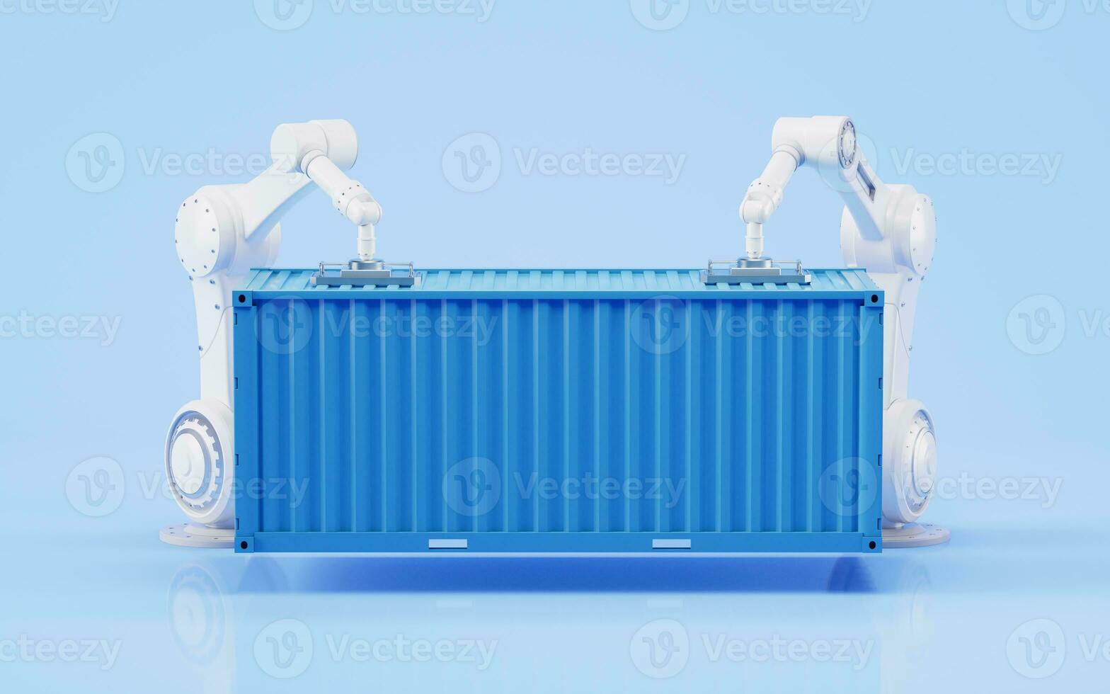 Mechanical arm and industry container, 3d rendering. photo