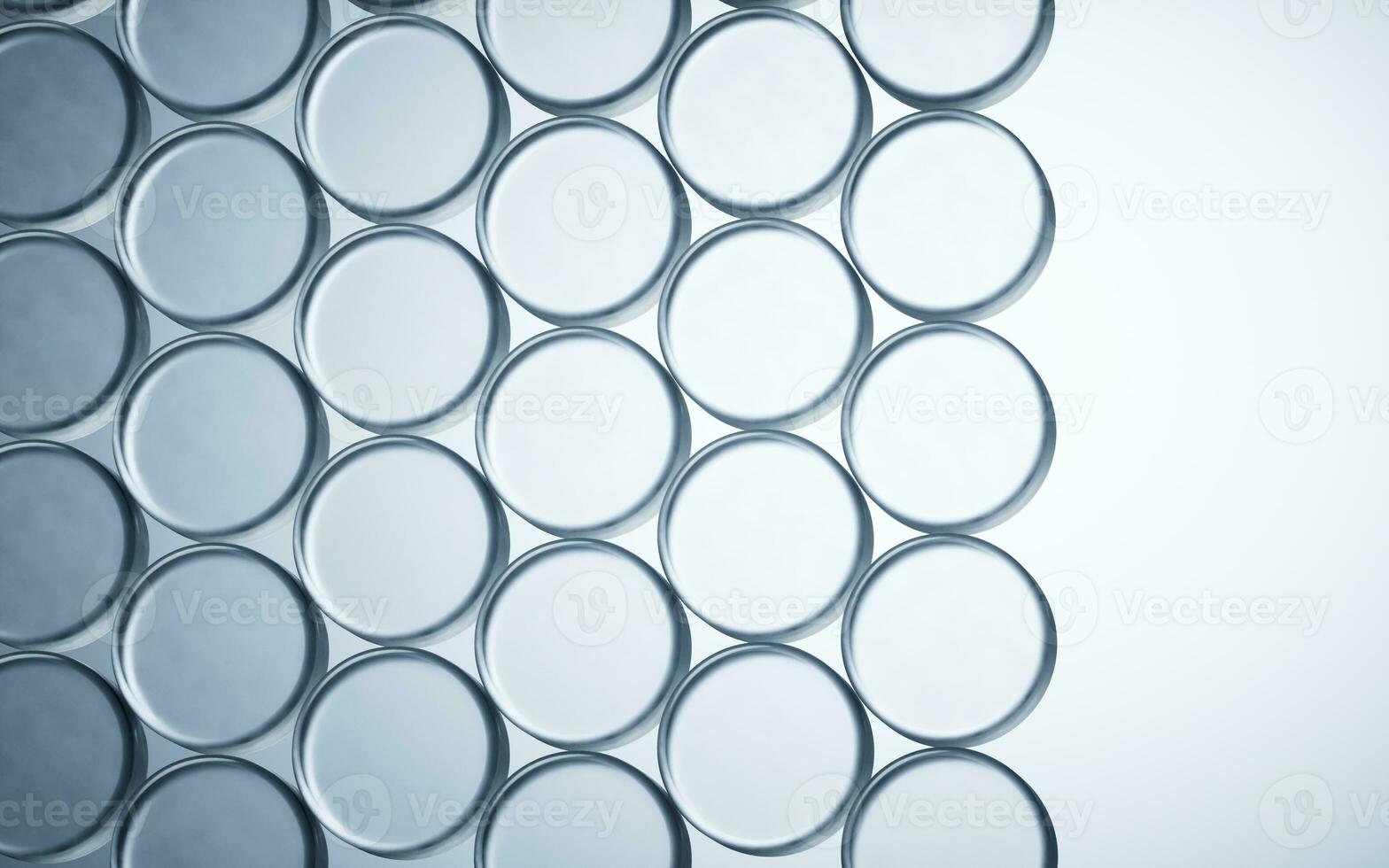 Arranged glassware background, 3d rendering. photo