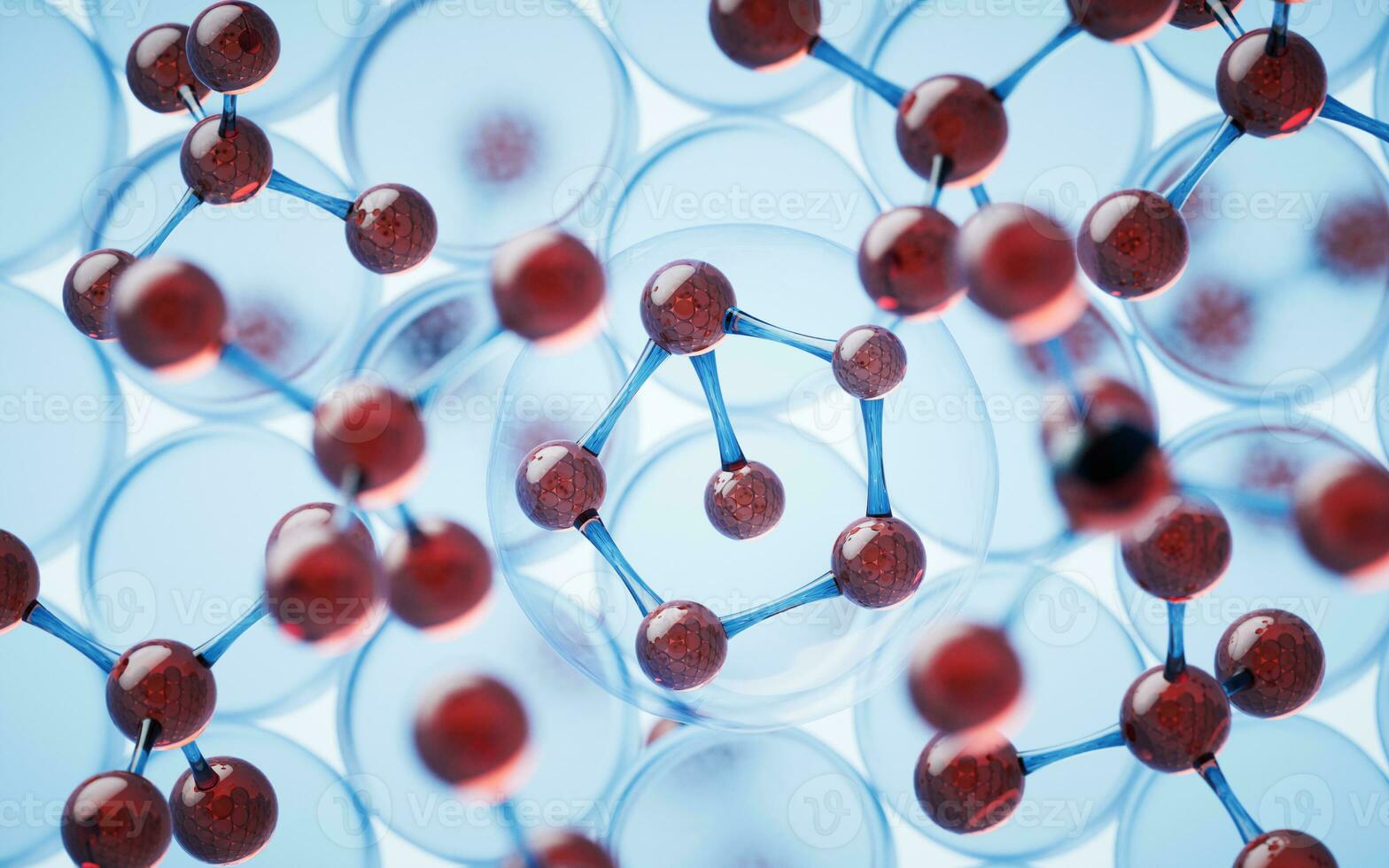 Molecules with blue background, 3d rendering. photo