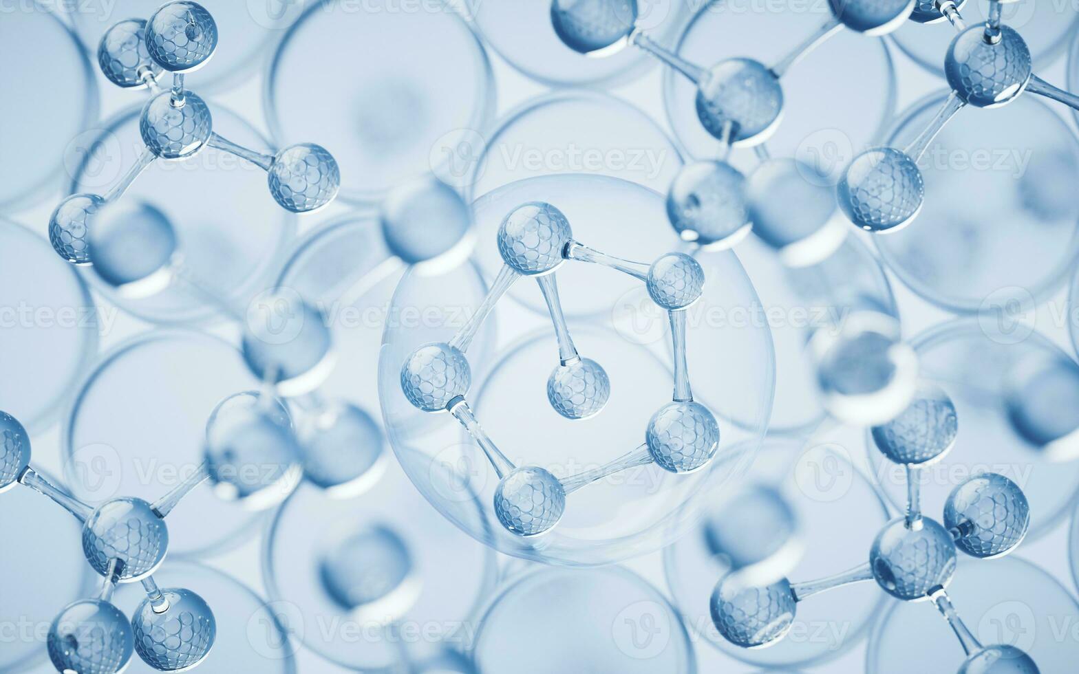 Molecules with blue background, 3d rendering. photo