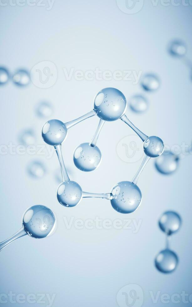 Molecules with blue background, 3d rendering. photo