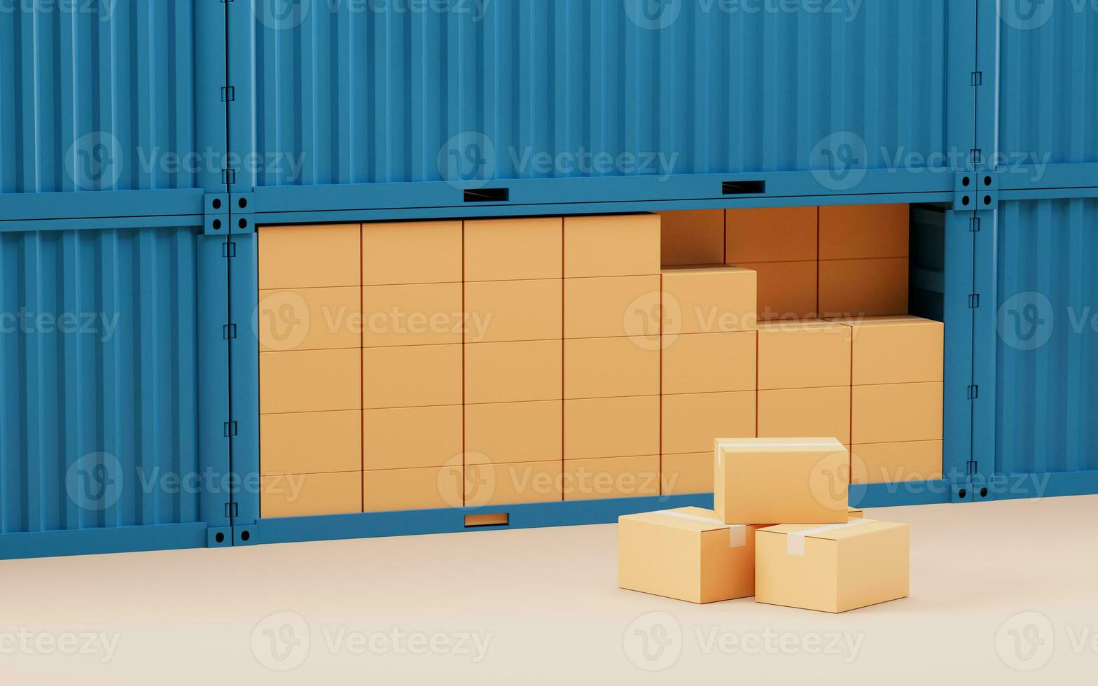 Packaging box and container, 3d rendering. photo